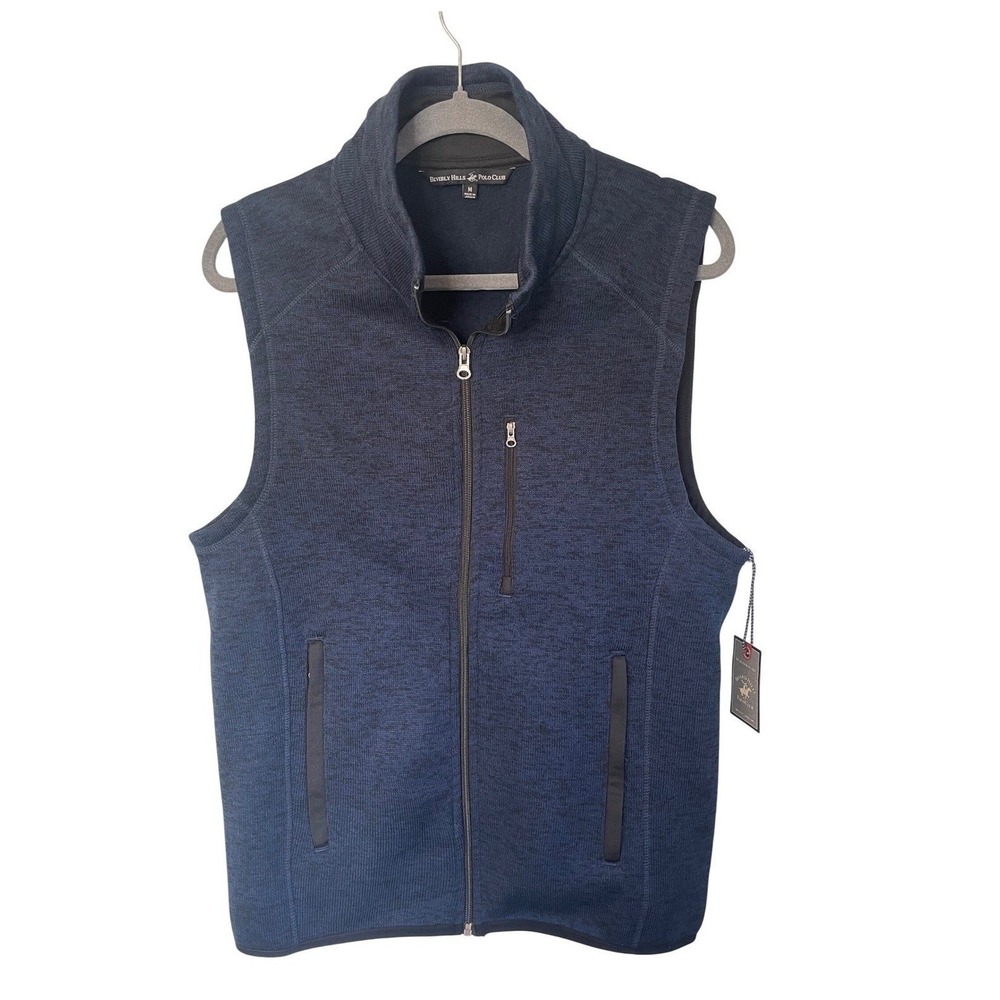 Beverly Hills Polo Club Mens‎ Royal Blue Sweater Fleece Full Zip Vest M MBSK28